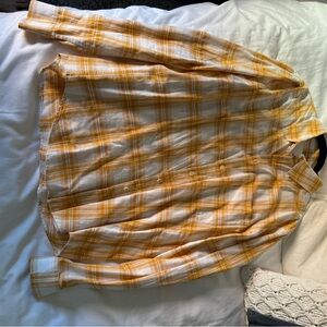 Sandro Yellow and White Plaid Casual Button Down Shirt